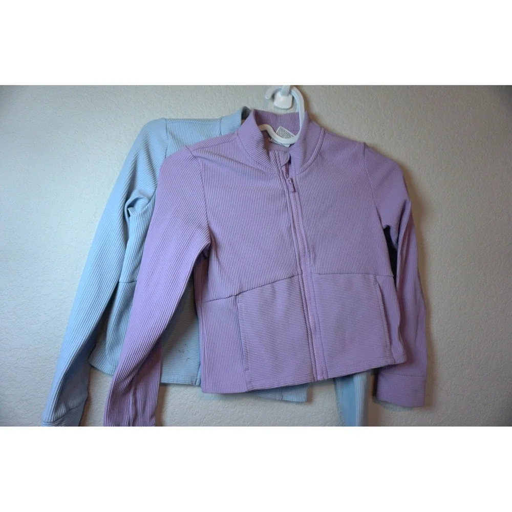 All In Motion Girls Ribbed Full Zip Active Jacket 2 Pack Blue Purple S 6/7 M 8